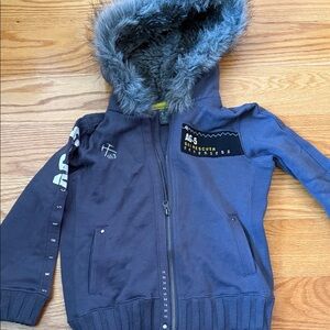 Zara Kids Gray Hoodie with Faux Fur Trim